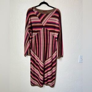 Missoni long sleeve striped wool blend midi dress size 6